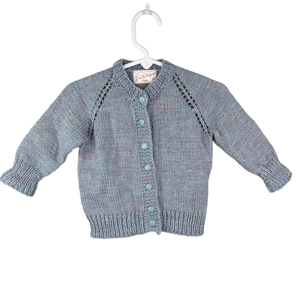 Handmade Baby Sweater Blue Purple Marled Buttons